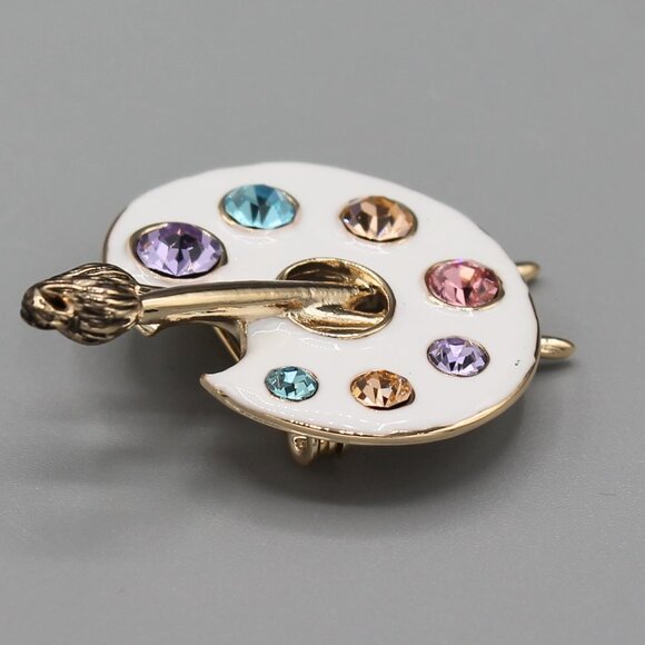 Artist palette pin brooch necklace pendant jewelry fashion new white gold tone - Picture 8 of 12